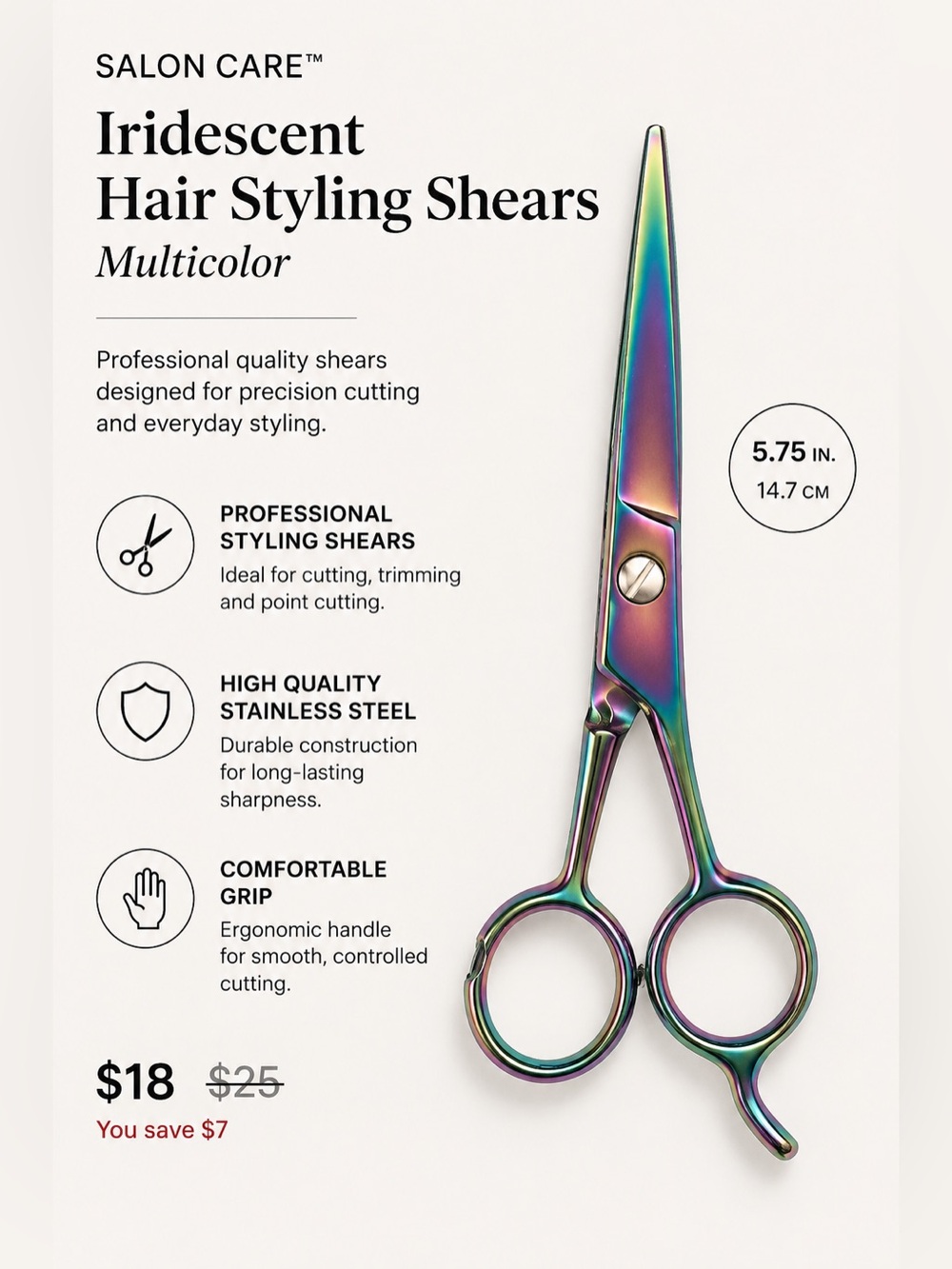 Iridescent Hair Styling Shears - Multicolor